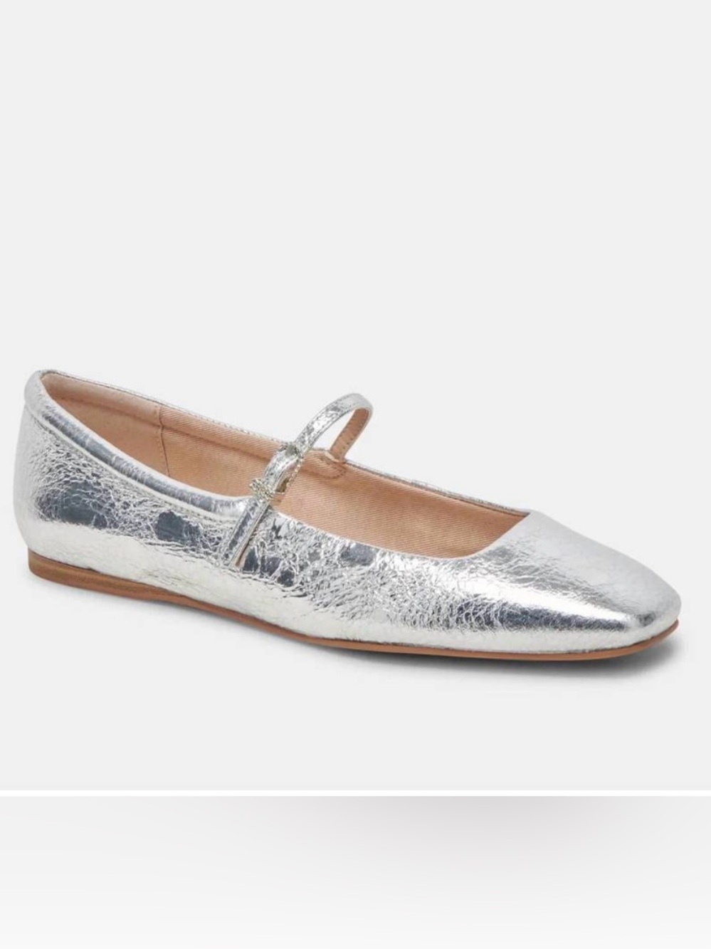 NWOT Dolce Vita Reyes Mary Jane Flats - 7.5 - Silver Distressed Leather